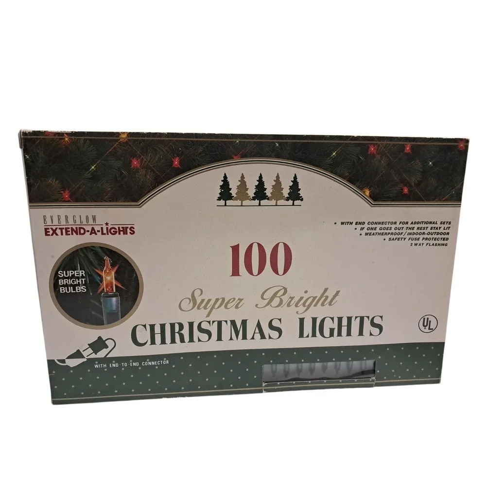 Super Bright Green Everglow Extend A Light‎ Christmas Lights String Of 100 Each